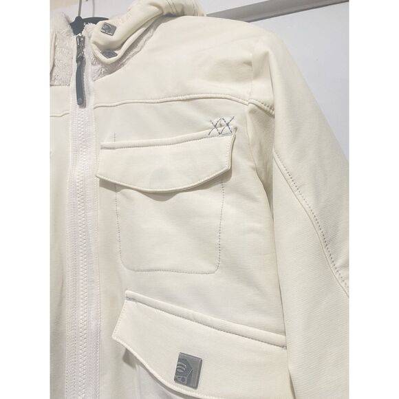 Mountain Hardware Women Jacket Sz S/P Nylon Blend Fleece Hoodie Cream/Beige - Picture 8 of 16